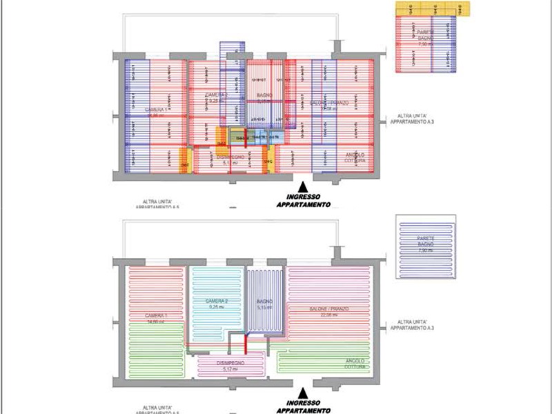 Planimetrie tecniche di progetto per installazione impianto radiante Easy D-Ray